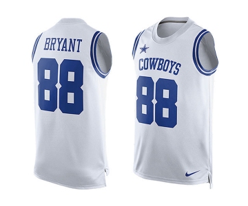 Men's Dallas Cowboys 88 Dez Bryant Nike White Printed Player Name & Number Tank Top