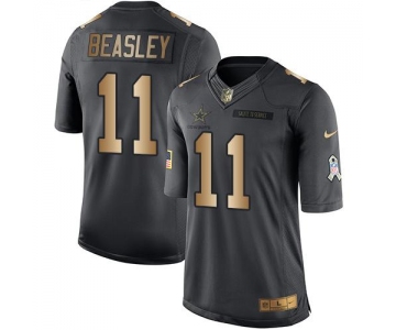 Nike Cowboys #11 Cole Beasley Black Men's Stitched NFL Limited Gold Salute To Service Jersey