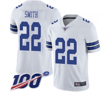 Nike Cowboys #22 Emmitt Smith White Men's Stitched NFL 100th Season Vapor Limited Jersey