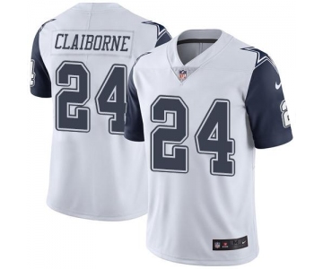 Nike Cowboys #24 Morris Claiborne White Men's Stitched NFL Limited Rush Jersey