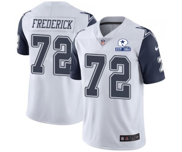 Nike Cowboys #72 Travis Frederick White Men's Stitched With Established In 1960 Patch NFL Limited Rush Jersey