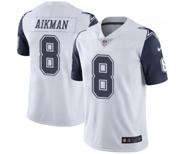 Nike Cowboys #8 Troy Aikman White Men's Stitched NFL Limited Rush Jersey