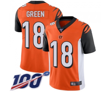 Bengals #18 A.J. Green Orange Alternate Men's Stitched Football 100th Season Vapor Limited Jersey