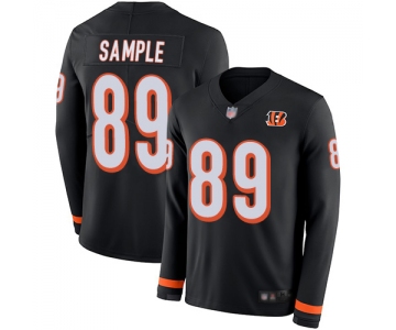 Bengals #89 Drew Sample Black Team Color Men's Stitched Football Limited Therma Long Sleeve Jersey