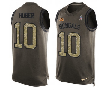 Men's Cincinnati Bengals #10 Kevin Huber Green Salute to Service Hot Pressing Player Name & Number Nike NFL Tank Top Jersey