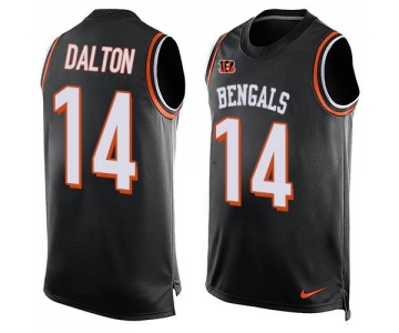 Men's Cincinnati Bengals #14 Andy Dalton Black Hot Pressing Player Name & Number Nike NFL Tank Top Jersey