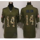 Men's Cincinnati Bengals #14 Andy Dalton Green Salute to Service 2015 NFL Nike Limited Jersey
