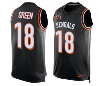 Men's Cincinnati Bengals #18 A. J. Green Black Hot Pressing Player Name & Number Nike NFL Tank Top Jersey