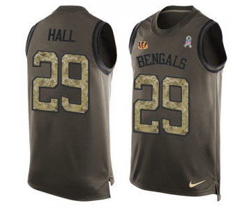 Men's Cincinnati Bengals #29 Leon Hall Green Salute to Service Hot Pressing Player Name & Number Nike NFL Tank Top Jersey