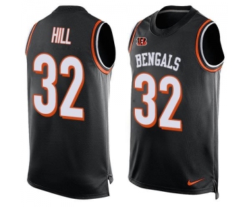 Men's Cincinnati Bengals #32 Jeremy Hill Black Hot Pressing Player Name & Number Nike NFL Tank Top Jersey