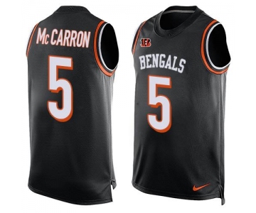 Men's Cincinnati Bengals #5 AJ McCarron Black Hot Pressing Player Name & Number Nike NFL Tank Top Jersey