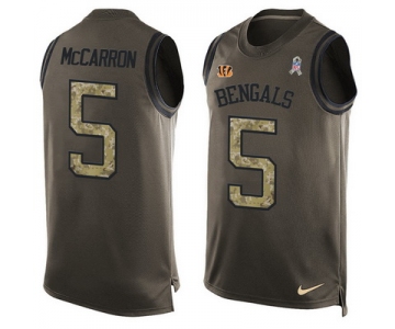 Men's Cincinnati Bengals #5 AJ McCarron Green Salute to Service Hot Pressing Player Name & Number Nike NFL Tank Top Jersey