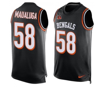 Men's Cincinnati Bengals #58 Rey Maualuga Black Hot Pressing Player Name & Number Nike NFL Tank Top Jersey