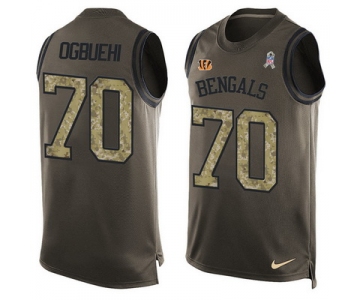 Men's Cincinnati Bengals #70 Cedric Ogbuehi Green Salute to Service Hot Pressing Player Name & Number Nike NFL Tank Top Jersey