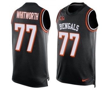 Men's Cincinnati Bengals #77 Andrew Whitworth Black Hot Pressing Player Name & Number Nike NFL Tank Top Jersey