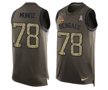 Men's Cincinnati Bengals #78 Anthony Munoz Green Salute to Service Hot Pressing Player Name & Number Nike NFL Tank Top Jersey