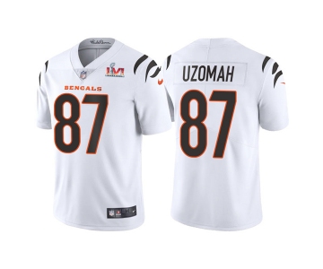 Men's Cincinnati Bengals #87 C.J. Uzomah 2022 White Super Bowl LVI Vapor Limited Stitched Jersey