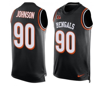 Men's Cincinnati Bengals #90 Michael Johnson Black Hot Pressing Player Name & Number Nike NFL Tank Top Jersey