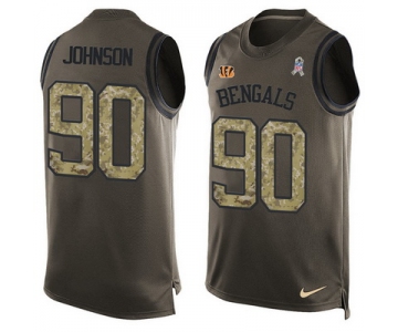 Men's Cincinnati Bengals #90 Michael Johnson Green Salute to Service Hot Pressing Player Name & Number Nike NFL Tank Top Jersey