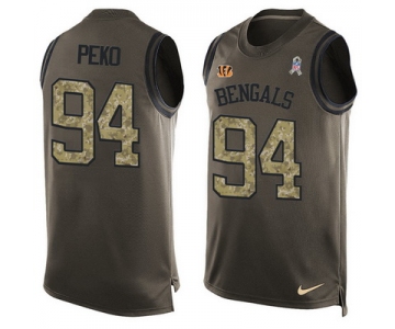 Men's Cincinnati Bengals #94 Domata Peko Green Salute to Service Hot Pressing Player Name & Number Nike NFL Tank Top Jersey