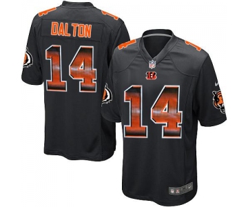 Nike Bengals #14 Andy Dalton Black Team Color Men's Stitched NFL Limited Strobe Jersey