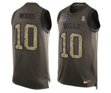 Men's Buffalo Bills #10 Robert Woods Green Salute to Service Hot Pressing Player Name & Number Nike NFL Tank Top Jersey