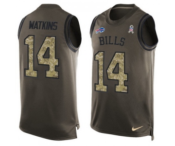 Men's Buffalo Bills #14 Sammy Watkins Green Salute to Service Hot Pressing Player Name & Number Nike NFL Tank Top Jersey