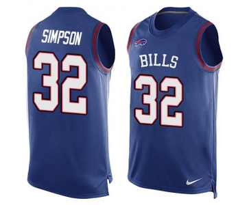 Men's Buffalo Bills #32 O. J. Simpson Royal Blue Hot Pressing Player Name & Number Nike NFL Tank Top Jersey