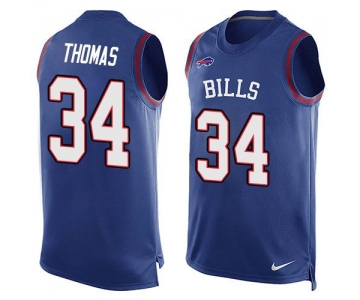 Men's Buffalo Bills #34 Thurman Thomas Royal Blue Hot Pressing Player Name & Number Nike NFL Tank Top Jersey