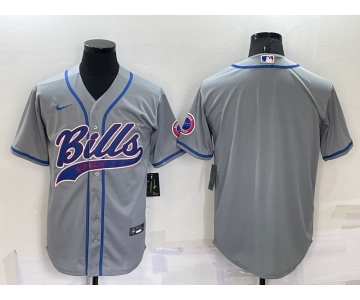 Men's Buffalo Bills Blank Grey Stitched MLB Cool Base Nike Baseball Jersey