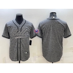 Men's Buffalo Bills Blank Grey With Patch Cool Base Stitched Baseball Jersey