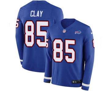 Nike Bills #85 Charles Clay Royal Blue Team Color Men's Stitched NFL Limited Therma Long Sleeve Jersey