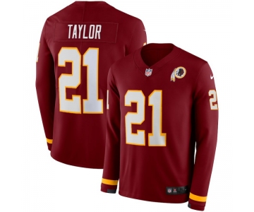 Men Washington Redskins 21 Sean Taylor red Nike Therma Long Sleeve Jersey