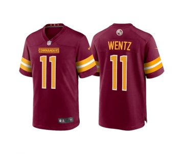 Men's Washington Commanders #11 Carson Wentz 2022 Burgundy Game Stitched Jersey