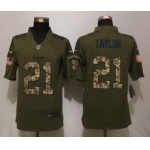Men's Washington Redskins #21 Sean Taylor Retired Player Green Salute To Service 2015 NFL Nike Limited Jersey