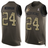 Men's Washington Redskins #24 Josh Norman Green Salute to Service Hot Pressing Player Name & Number Nike NFL Tank Top Jersey