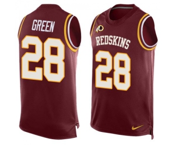 Men's Washington Redskins #28 Darrell Green Burgundy Red Hot Pressing Player Name & Number Nike NFL Tank Top Jersey
