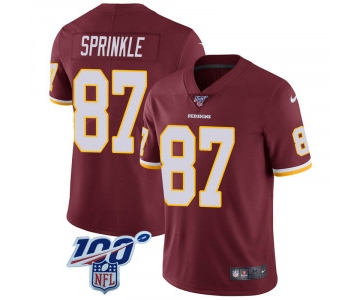 Men's Washington Redskins #87 Jeremy Sprinkle Limited Burgundy 100th Vapor Nike Jersey