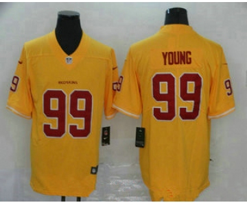 Men's Washington Redskins #99 Chase Young Gold 2020 Color Rush Stitched NFL Nike Limited Jersey