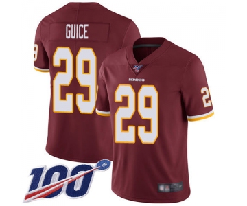 Nike Redskins #29 Derrius Guice Burgundy Red Team Color Men's Stitched NFL 100th Season Vapor Limited Jersey