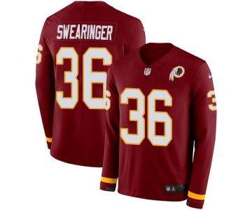 Nike Redskins #36 D.J. Swearinger Burgundy Red Team Color Men's Stitched NFL Limited Therma Long Sleeve Jersey