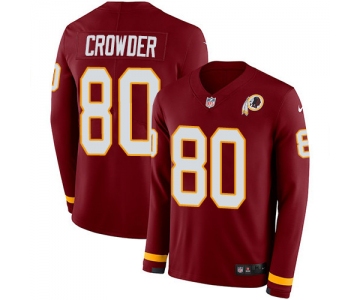 Nike Redskins #80 Jamison Crowder Burgundy Red Team Color Men's Stitched NFL Limited Therma Long Sleeve Jersey
