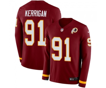 Nike Redskins #91 Ryan Kerrigan Burgundy Red Team Color Men's Stitched NFL Limited Therma Long Sleeve Jersey