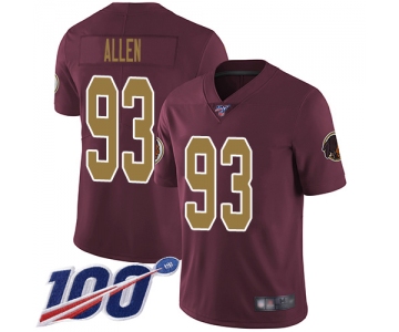 Nike Redskins #93 Jonathan Allen Burgundy Red Alternate Men's Stitched NFL 100th Season Vapor Limited Jersey