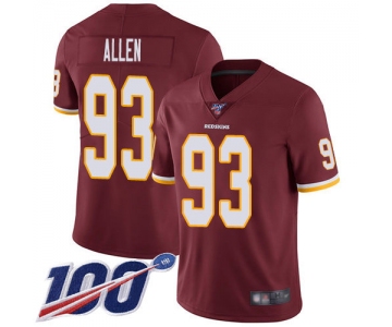 Nike Redskins #93 Jonathan Allen Burgundy Red Team Color Men's Stitched NFL 100th Season Vapor Limited Jersey