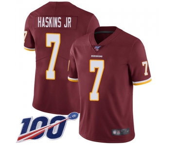 Redskins #7 Dwayne Haskins Jr Burgundy Red Team Color Men's Stitched Football 100th Season Vapor Limited Jersey