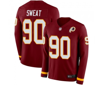 Redskins #90 Montez Sweat Burgundy Red Team Color Men's Stitched Football Limited Therma Long Sleeve Jersey