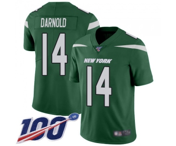 Jets #14 Sam Darnold Green Team Color Men's Stitched Football 100th Season Vapor Limited Jersey