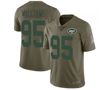 Jets #95 Quinnen Williams Olive Men's Stitched Football Limited 2017 Salute To Service Jersey