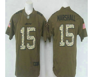 Men's New York Jets #15 Brandon Marshall Green Salute to Service 2015 NFL Nike Limited Jersey
